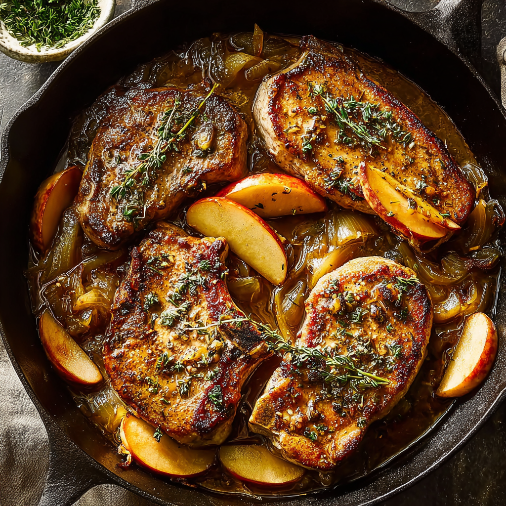 Pork Chops with Apple Pan Sauce Recipe