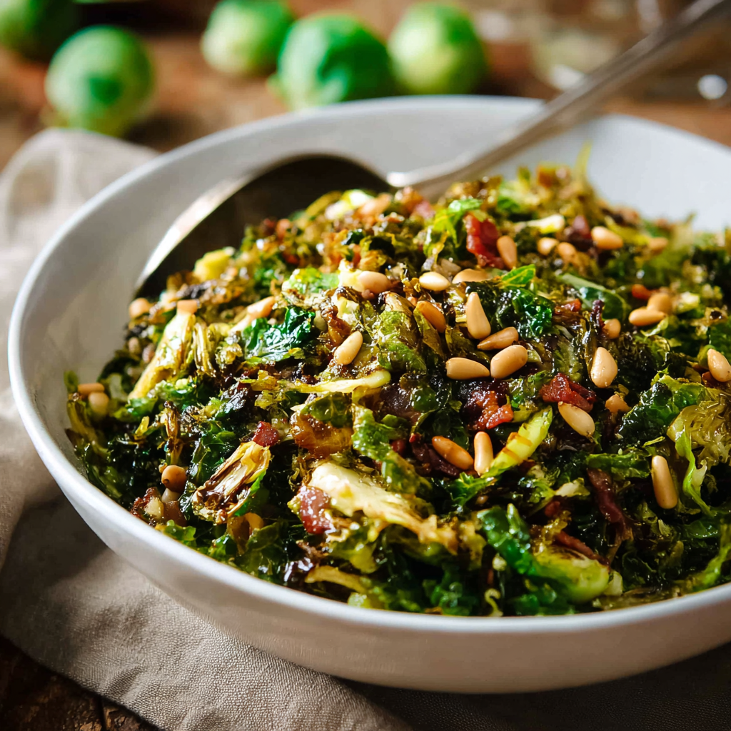 Shaved Brussels Sprouts with Pancetta and Balsamic