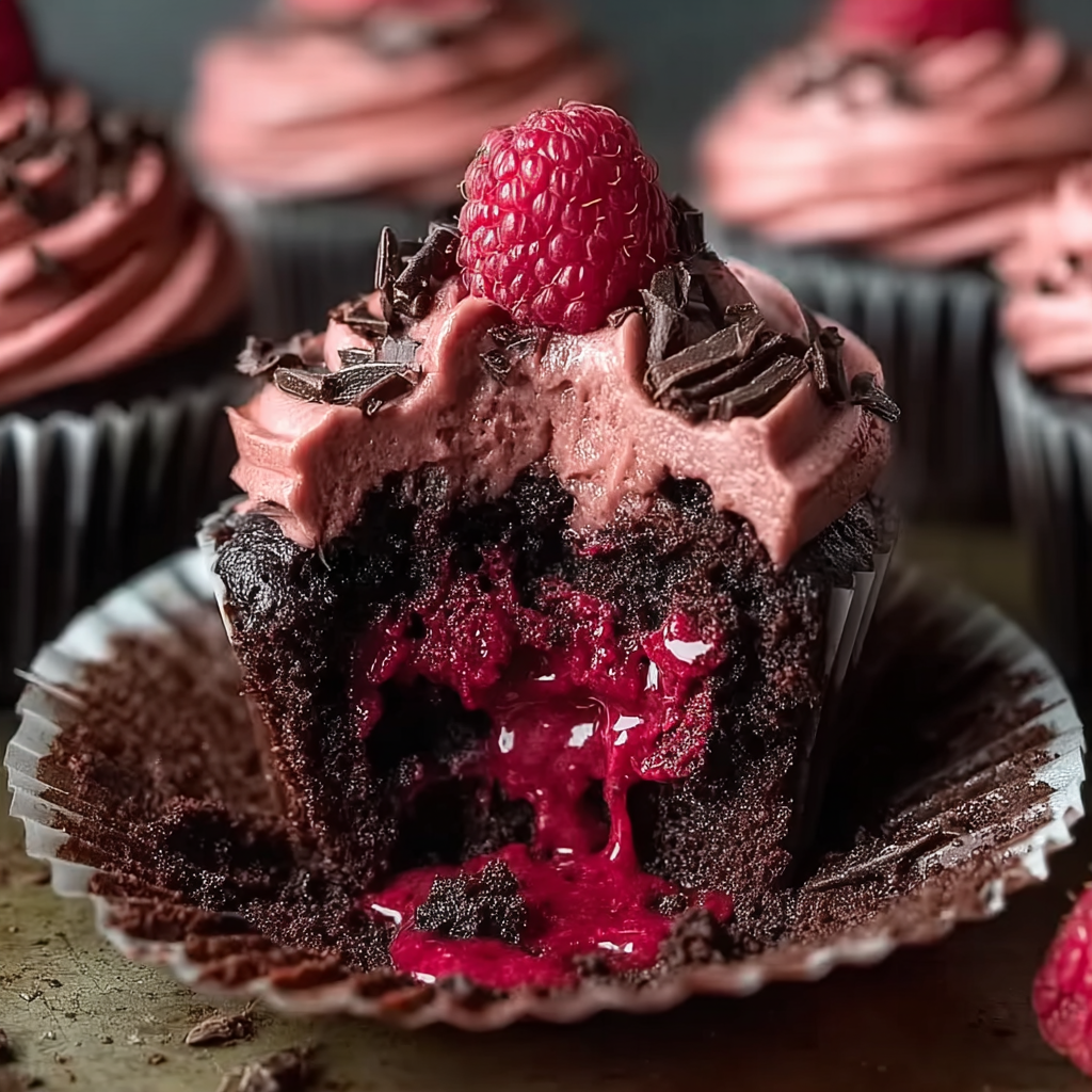  Raspberry Chocolate Lava Cupcakes
