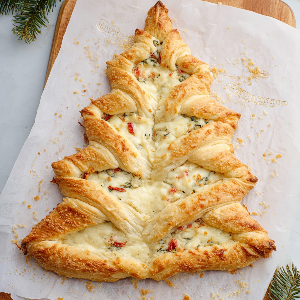 Spinach Dip Stuffed Crescent Roll Christmas Tree Appetizer