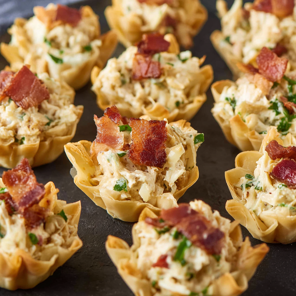 Chicken Artichoke Bites in Crispy Phyllo Shells