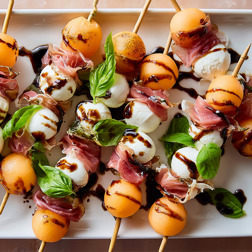 Prosciutto-Wrapped Melon Skewers