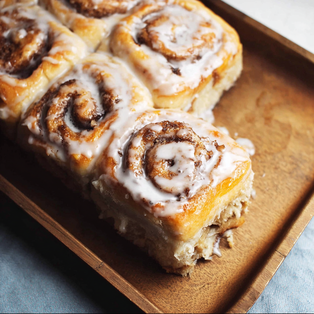 Alt text: "Easy Overnight Cinnamon Rolls served on a plate, showcasing their fluffy texture and rich cinnamon filling, perfect for a no-knead, hassle-free breakfast treat."