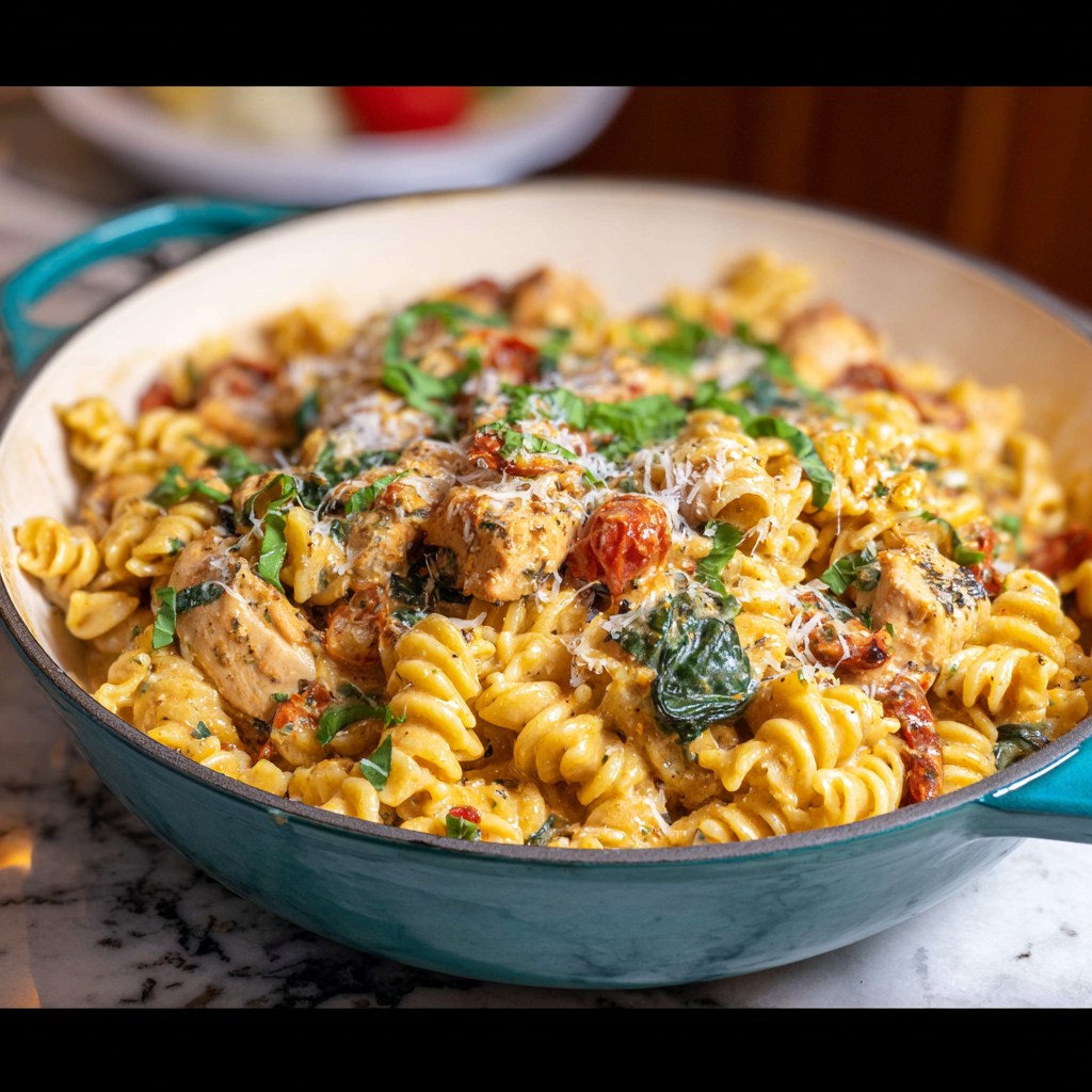 Dutch Oven Creamy Tuscan Chicken Pasta_01