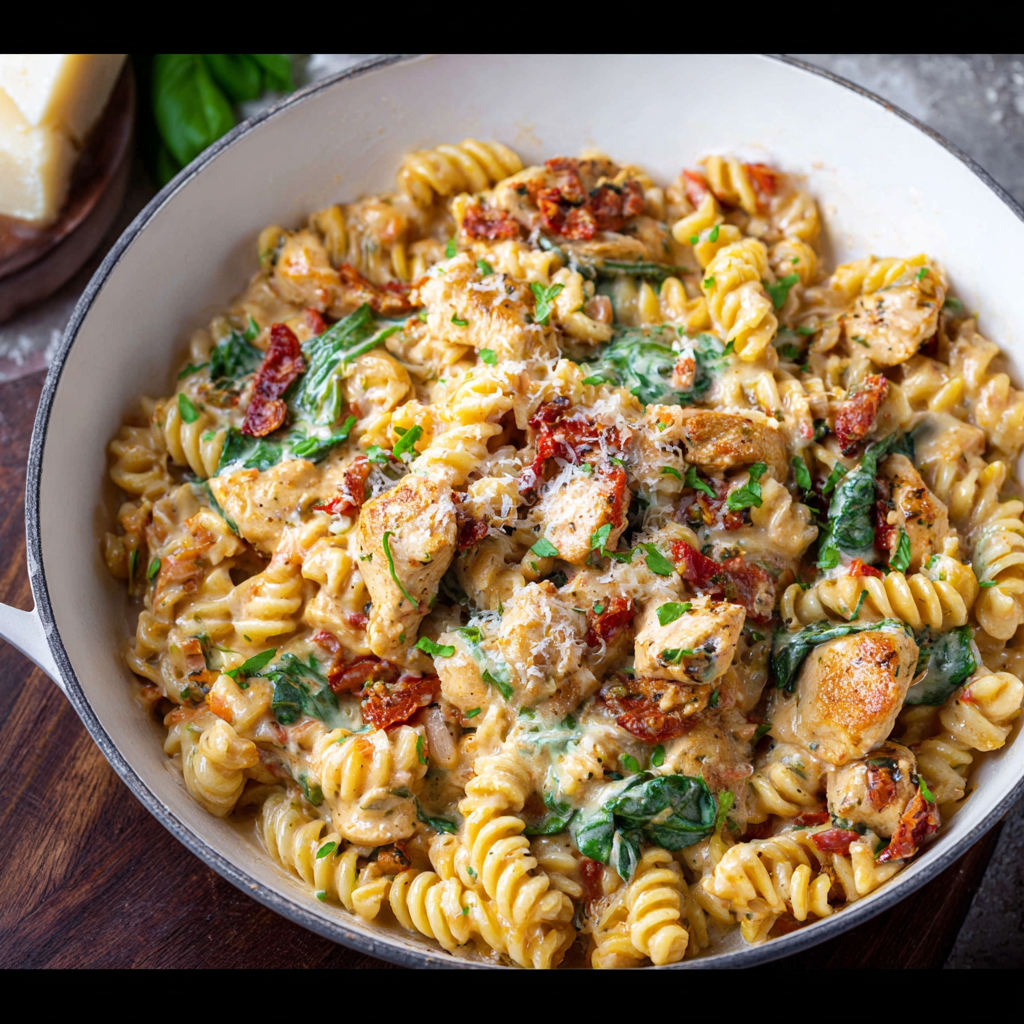 Dutch Oven Creamy Tuscan Chicken Pasta_02